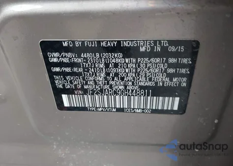 2016 Subaru Forester 2.5I Limited из США, поврежденный, VIN JF2SJARC9GH448811